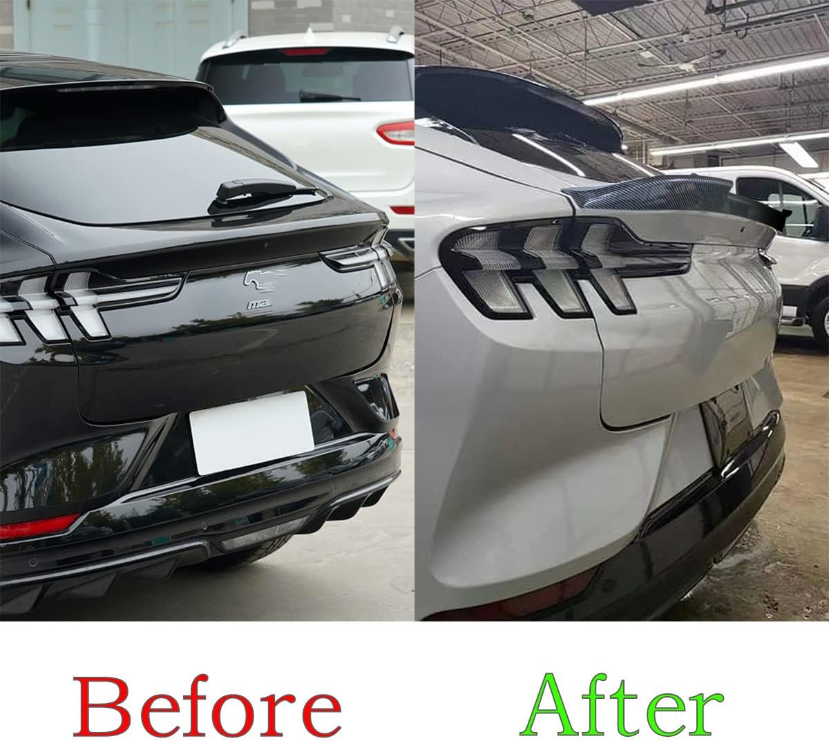 AOSKonology Rear Spoiler Trunk Spoiler Wing Compatible with Mustang Mach E 2021 2022 2023 2024 2025 Exterior Accessories (V2 Carbon Fiber)