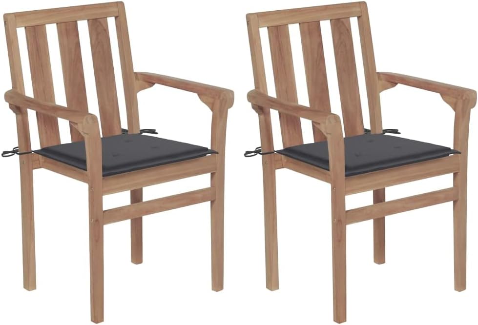 Patio Chairs 2 pcs with, Cushions Solid Teak Wood,Exceptional Teak Patio Chairs for Comfort and Durability in Outdoor Spaces Outdoor Furniture, Outdoor Chairs