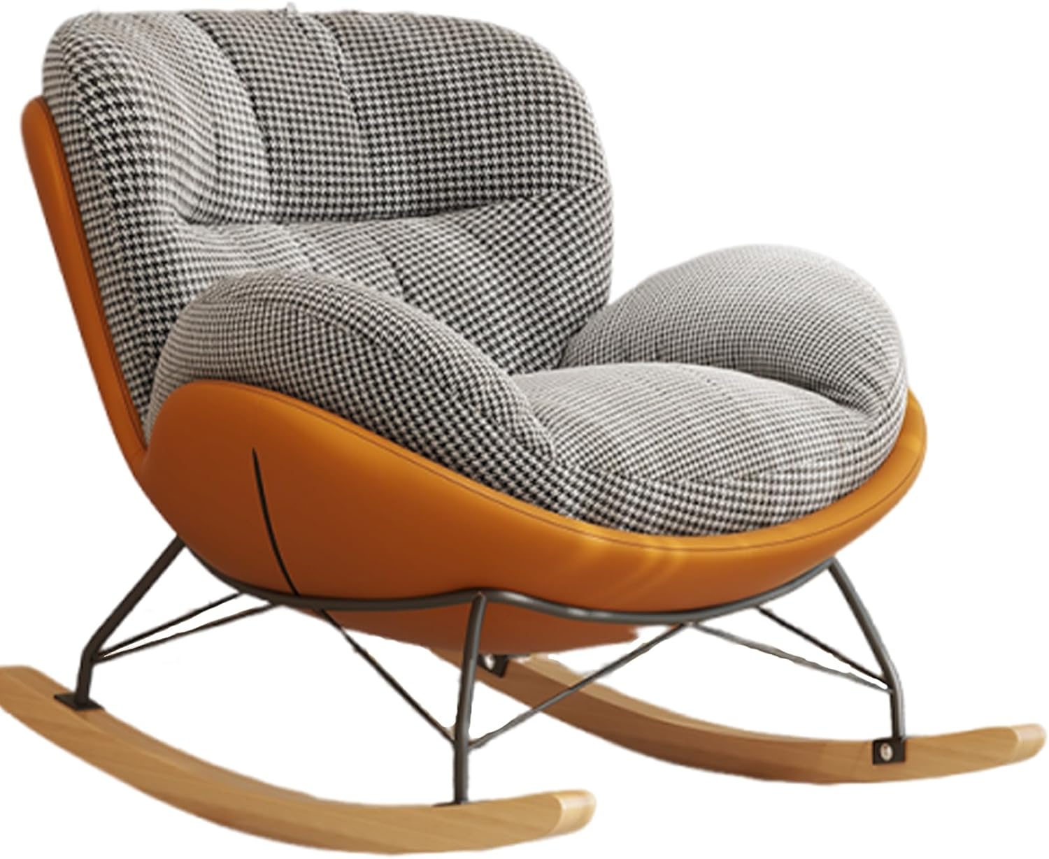 Single Rocking Chair, Easy-to-Care-for Soft Velvet Fabric, with a Carbon Steel Frame That can Support up to 150kg, Suitable for Living Room, Balcony, and Study B