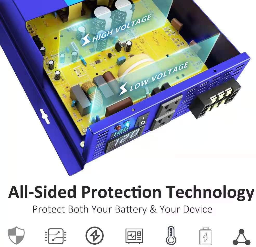 4000 Watt Pure Sine Wave Inverter 48V to 120V AC Car Power Invert Surge 8000W Power Converter for RV Solar System. (4000W 48V 120V)