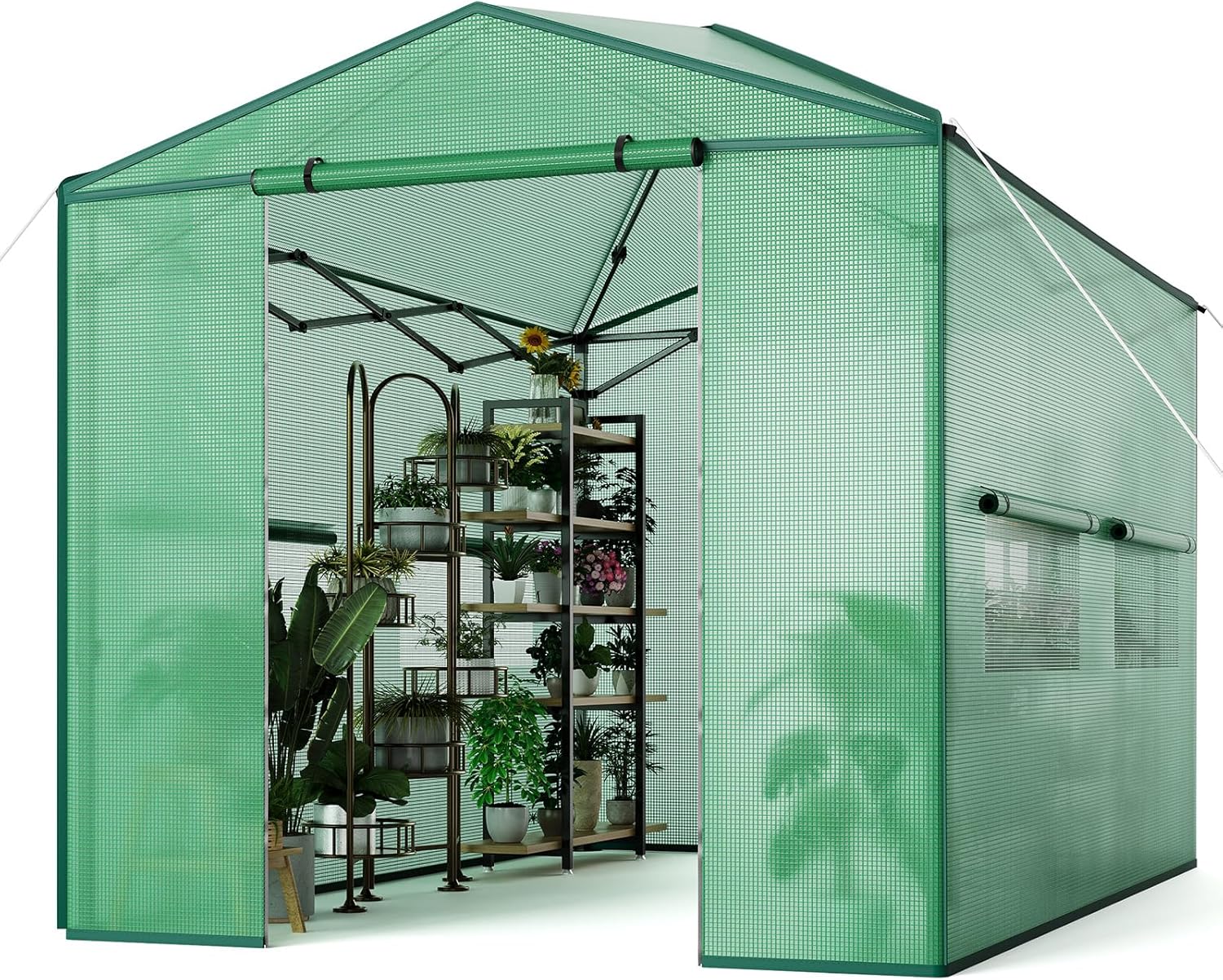 Pop Up Greenhouse 12x8 FT,Portable Walk-in Indoor Outdoor Greenhouse for Garden Patio Backyard,Zippered Doors and Window,PE Cover,144x96 inch