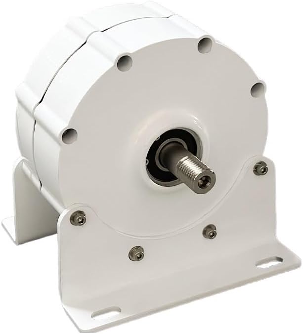 Electric Generator 2KW Low Speeds 48V 24V 12V 3 Phase Gearless Permanent Magnet AC Alternators for Wind Water Turbine Home Use Low Starting Speed for Home(with Base,Double Shaft_12V)