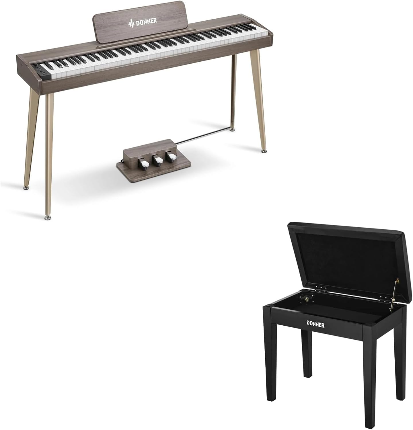 Donner OURA DDP-60 88 Key Digital Piano Keyboard+Donner Piano Bench with Storage