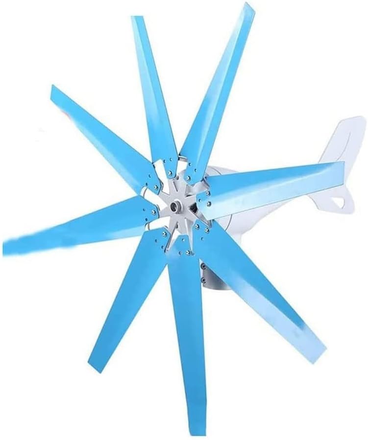 Wind Turbine Generator Kit 300-400W, 8 Blades Windmill Power Motor Controller Charge for Home Marine Hybrid Solar Wind System (Blue 12V/24V)
