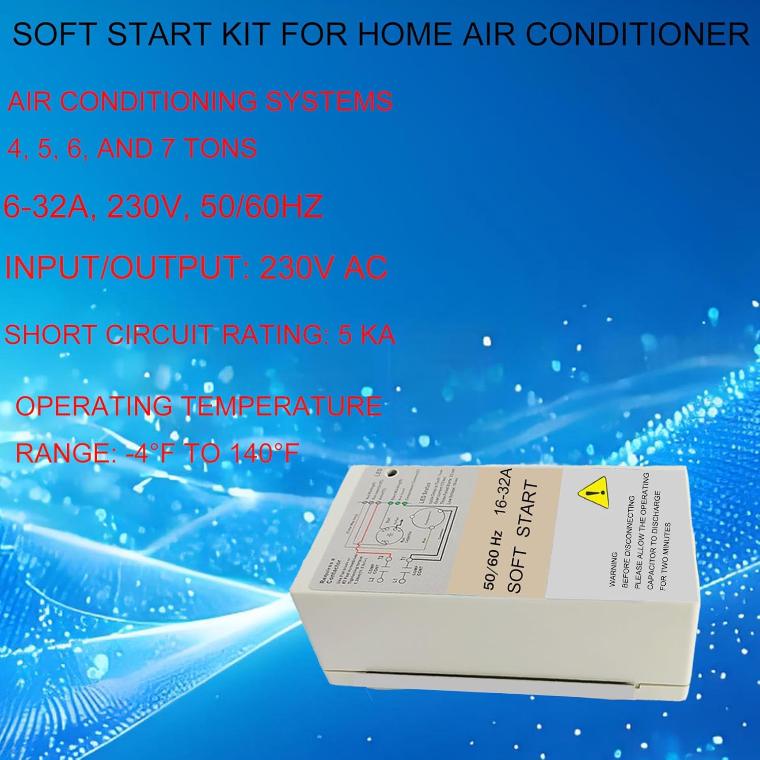 𝑼𝒑𝒈𝒓𝒂𝒅𝒆 Air Conditioner Soft Start 16-32A, Soft Start Kit for Home Air Conditioner 4–7 Ton, Ac Start Kit For Home, Reverse Motor Protection, Complete Installation Kit, 3 Years Warranty