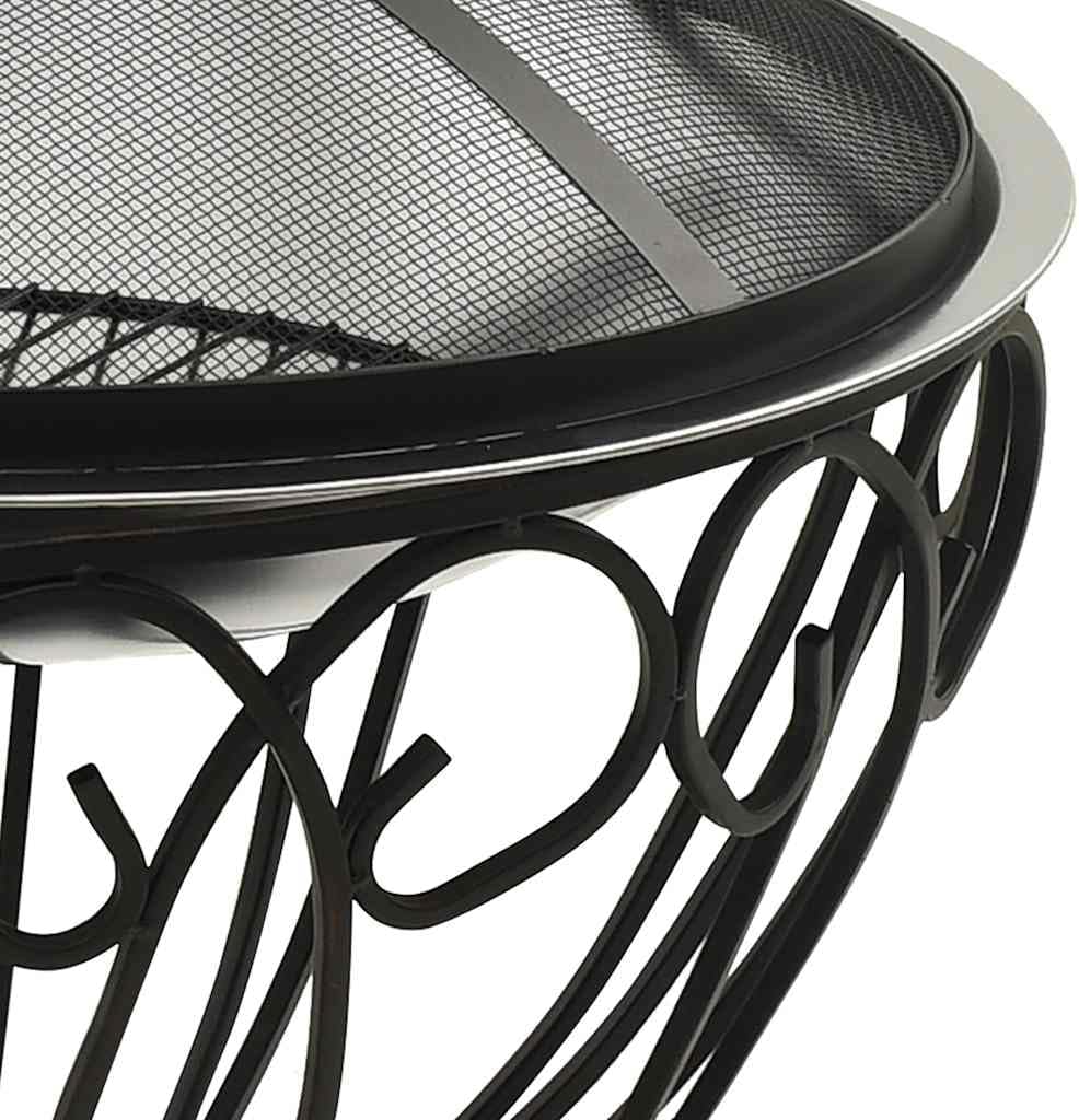 Stainless Steel 2-in-1 Fire Pit, Outdoor Patio Wood Burning Grill with Poker, 23.2