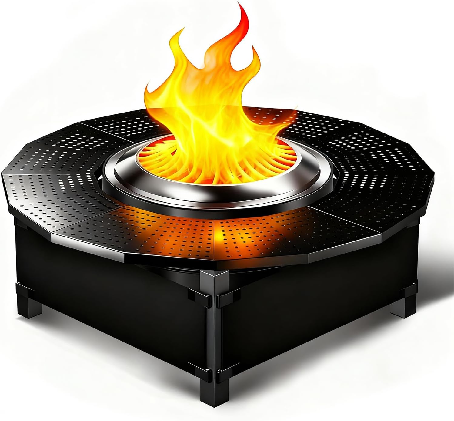 Fire Pit Surround Tabletop for Solo Stove Yukon, Thick Metal, Fire Pit Surround Table Adjustable, for Solo Stove Yukon Accessories (Black, 47.8 in)