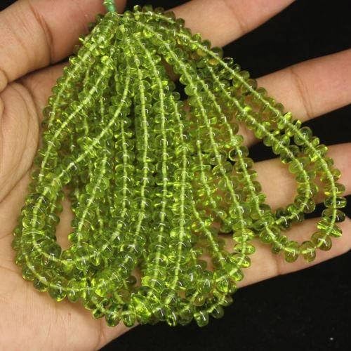 13 strand natural green peridot gemstone smooth rondelle loose spacer beads 7