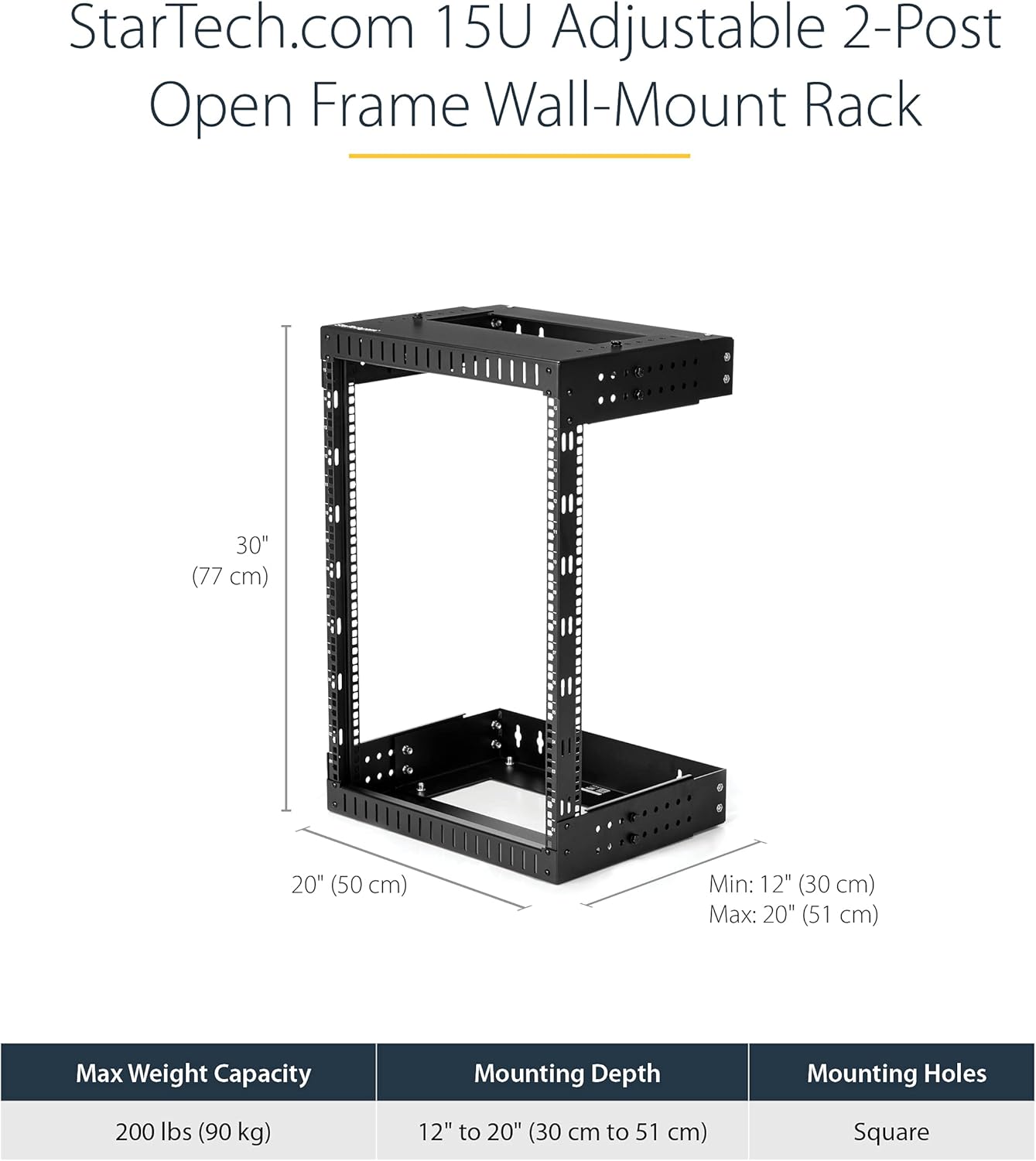 StarTech.com 2-Post 15U Heavy-Duty Wall Mount Network Rack, 19
