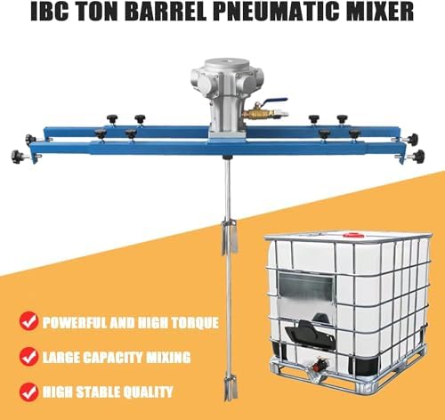 IBC Air Agitator, 1/2HP Pneumatic Tank Mixer Machine, 1000L Paint Stirring Machine, Mixing Rod Length 880MM, Impeller Diameter 250mm, for Ink Dissolver Agitator
