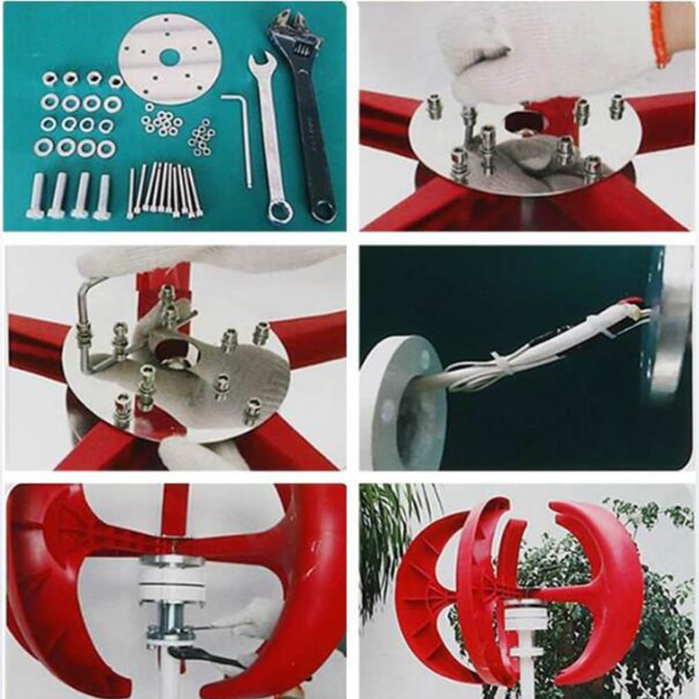 48V 12000W 5 Blades Vertical Wind Turbine Kit, Rated Wind Speed 13M/S Low Wind Speed Starting Wind Power Generator with Controller for Home, Camping