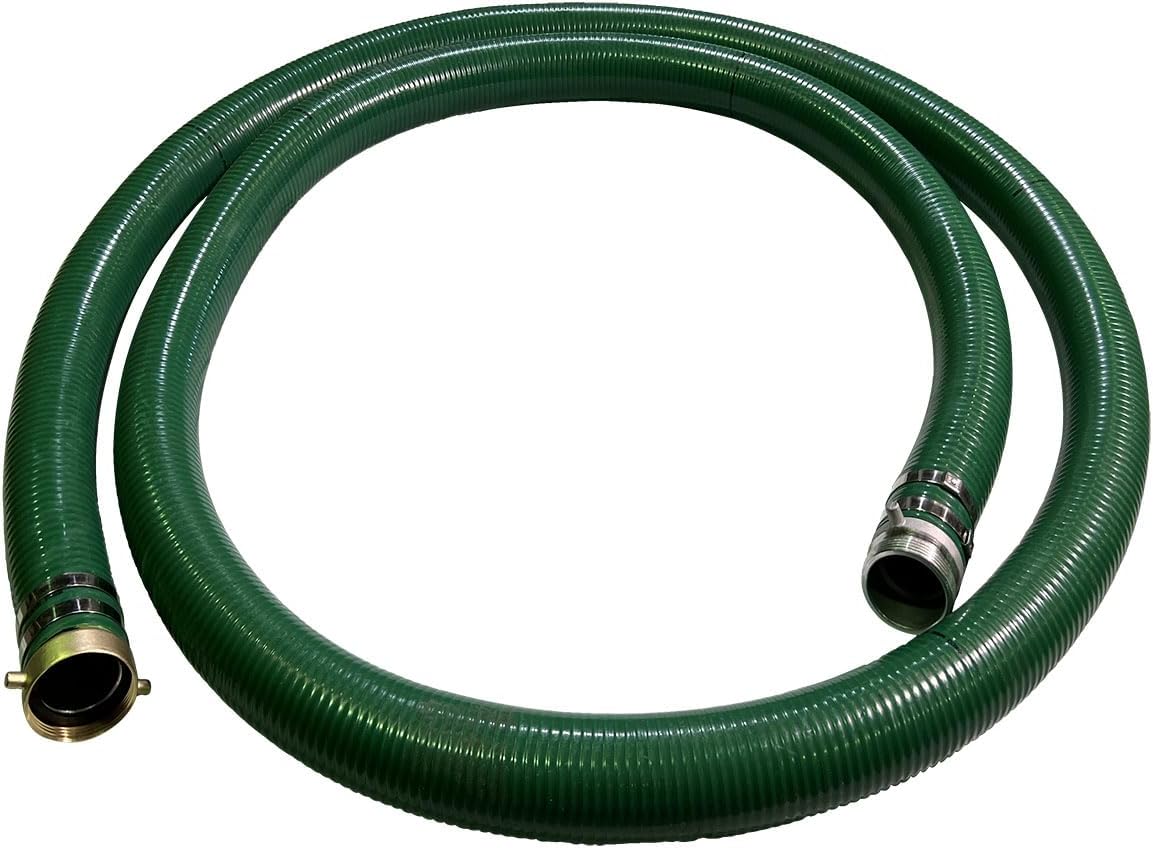 Gloxco Heavy Duty Green PVC Suction Hose Assembly for Water Transfer, 3