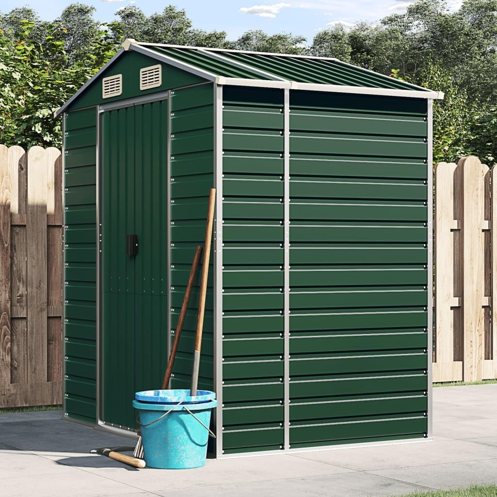 Green Galvanized Steel Garden Shed, 75.2 x 51.2 x 77.9 Inches, Outdoor Tool Storage for Lawn Mower, Bike, ATV, Weather-Resistant, Rust-Proof Finish, Rectangular Design for Garage