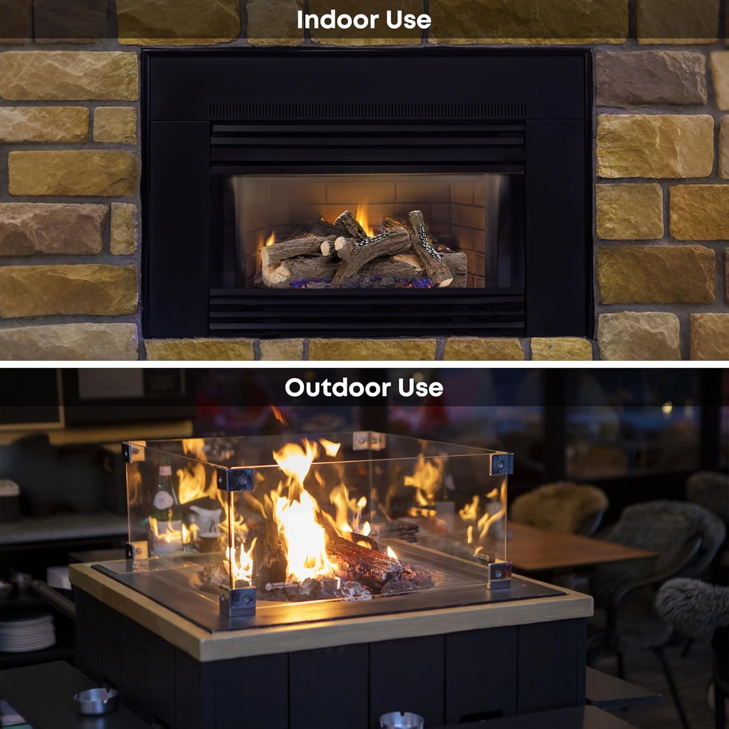 Stanbroil Extra Large Ceramic Gas Logs, 6 Piece Set of Decoration Ceramic Wood Logs for All Types of Ventless, Gel, Ethanol, Electric, Gas Inserts, Propane, Indoor or Outdoor Fireplaces & Fire Pits