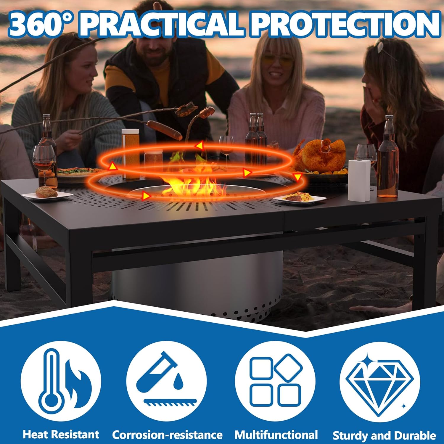 SafBbcue Fire Pit Surround Table for Solo Stove Yukon Accessories, 45