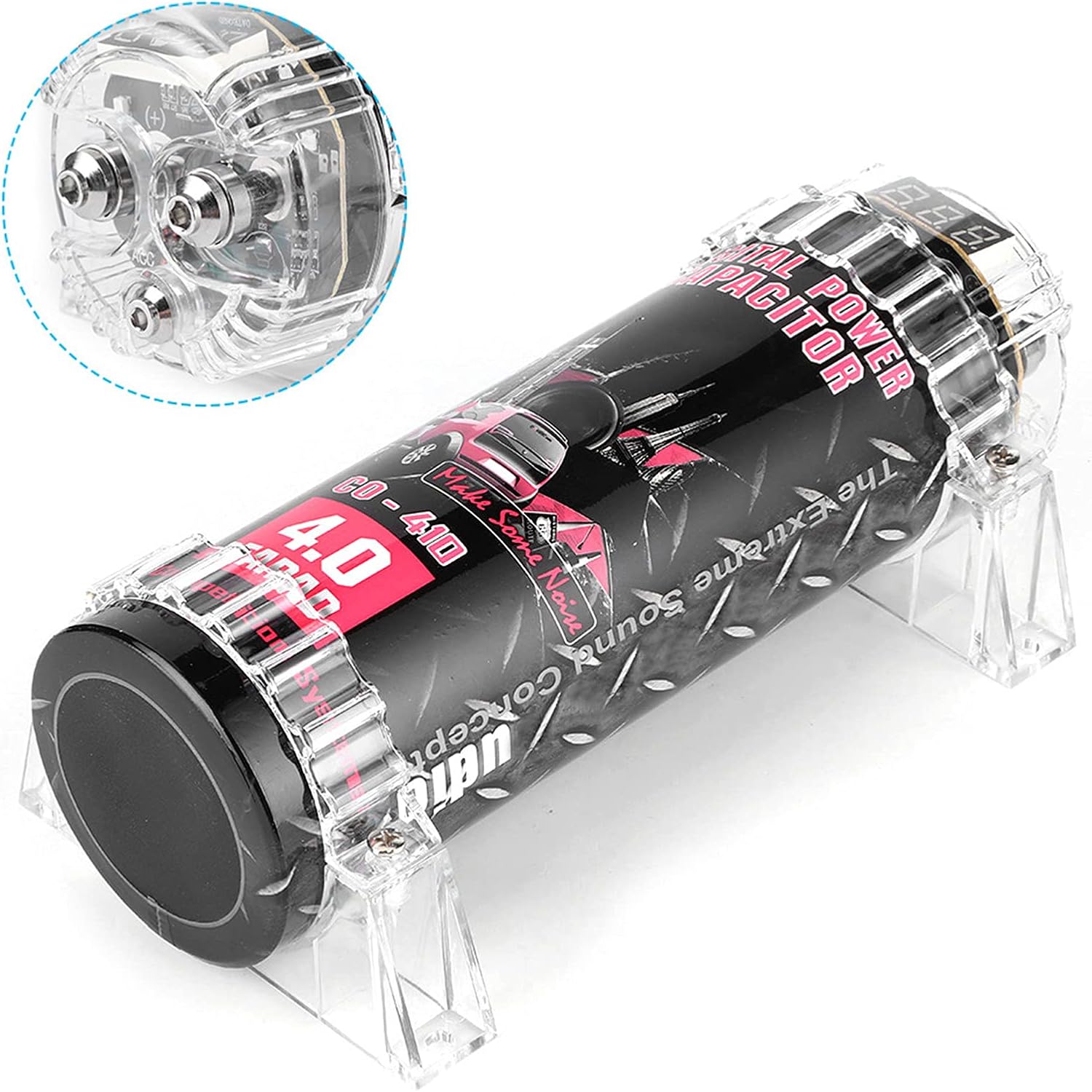 GOTOTOP 4 Power Capacitors for Systems Up to 2000W, with Warning Indicator, 10-16V DC, for Car Audio Amplifiers, for Bass Amplifiers