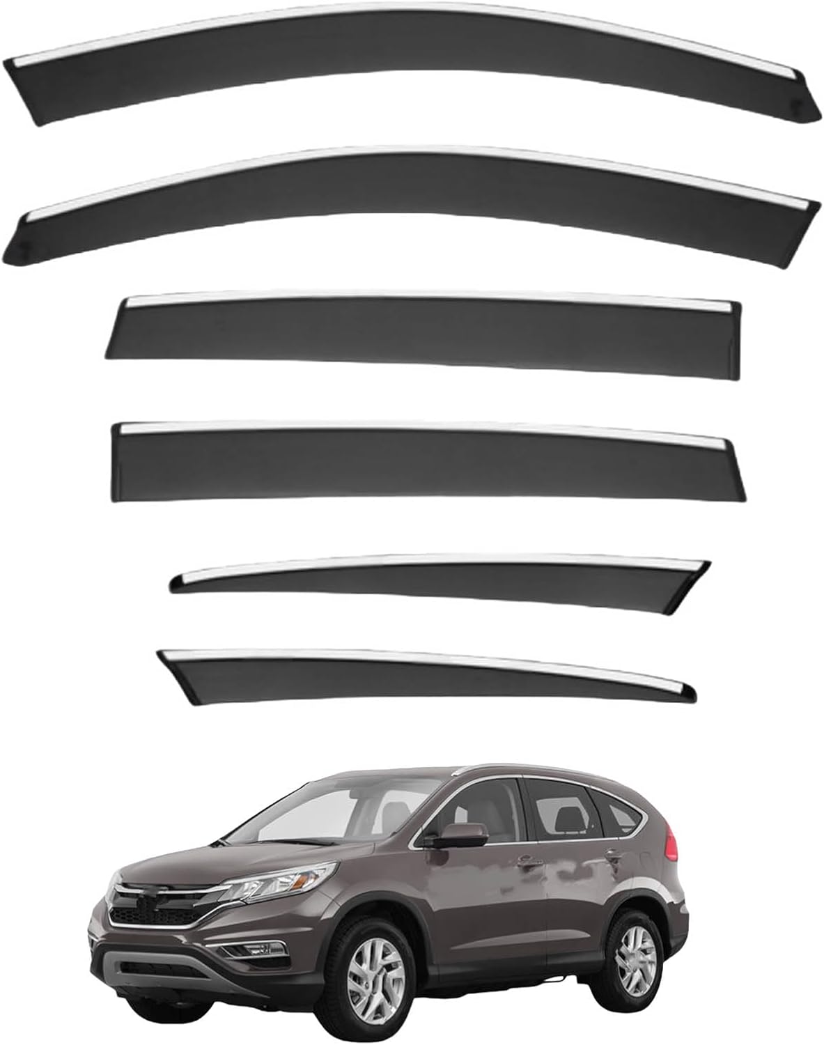 Window Deflectors for CRV MK4-RM 2012-2016, Sun Rain Guard Window Visors Vent Shades with Bright Stripes Car Accessories,6PCS
