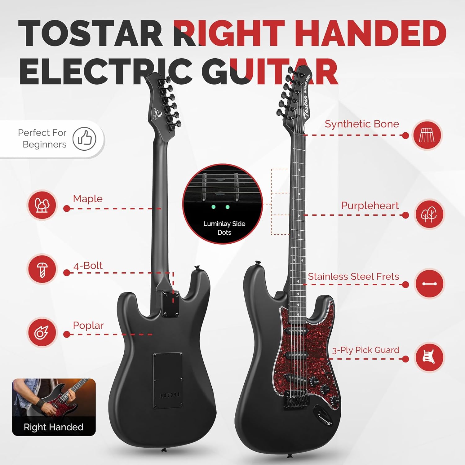 Tostar Electric Guitar Kit for Beginners 39