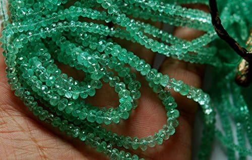 13 inch natural beads strand of 3.40-3.80mm faceted rondelle colombian emerald gemstone beads for DIY jewelry - necklace, bracelet, earring, ring.