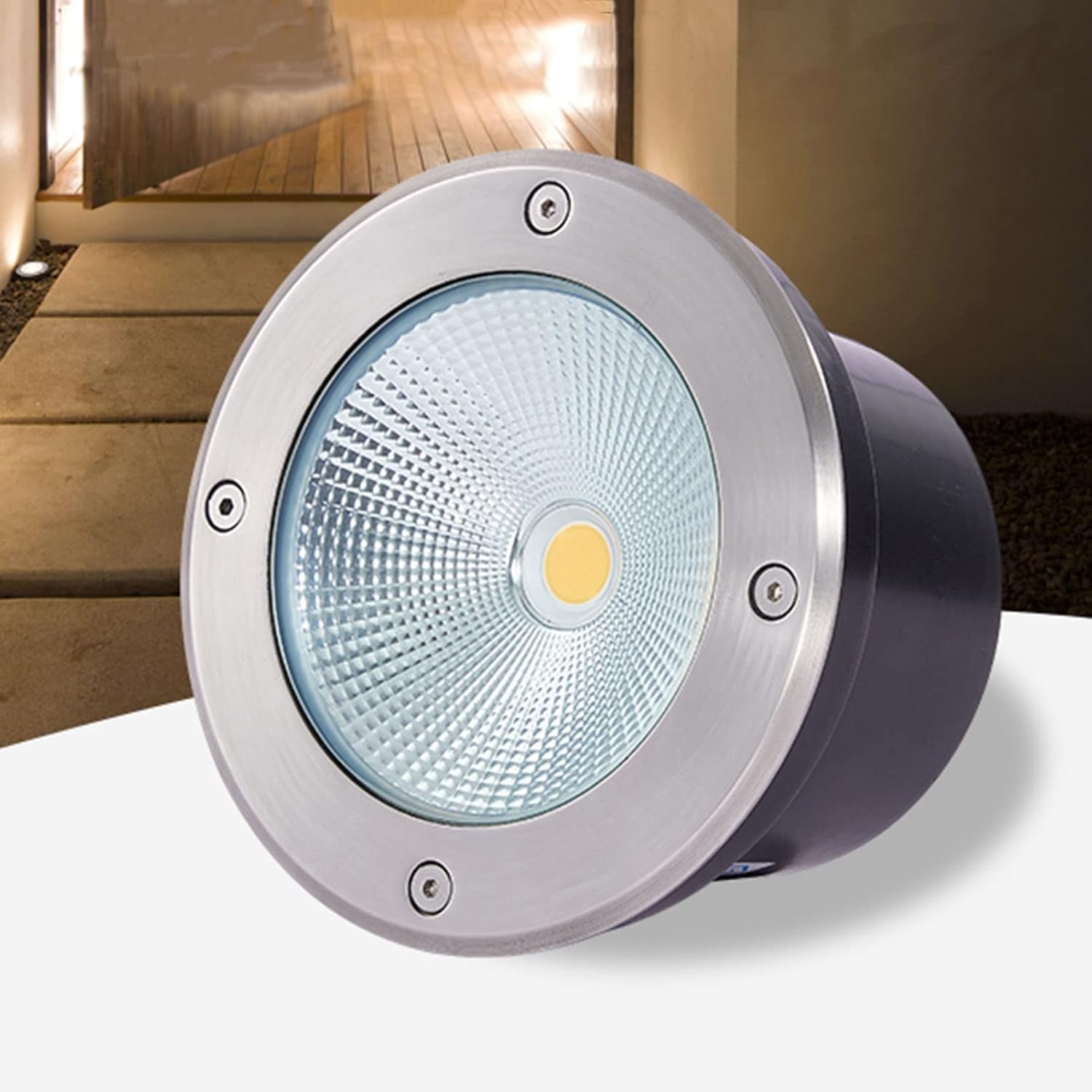 Outdoor Recessed Ground LightRound Embedded Underground Light IP66 Waterproof LED Garden Landscape Lights for Pathway Patio Bridge Driveway Decorative Spotlight, AC85-110V