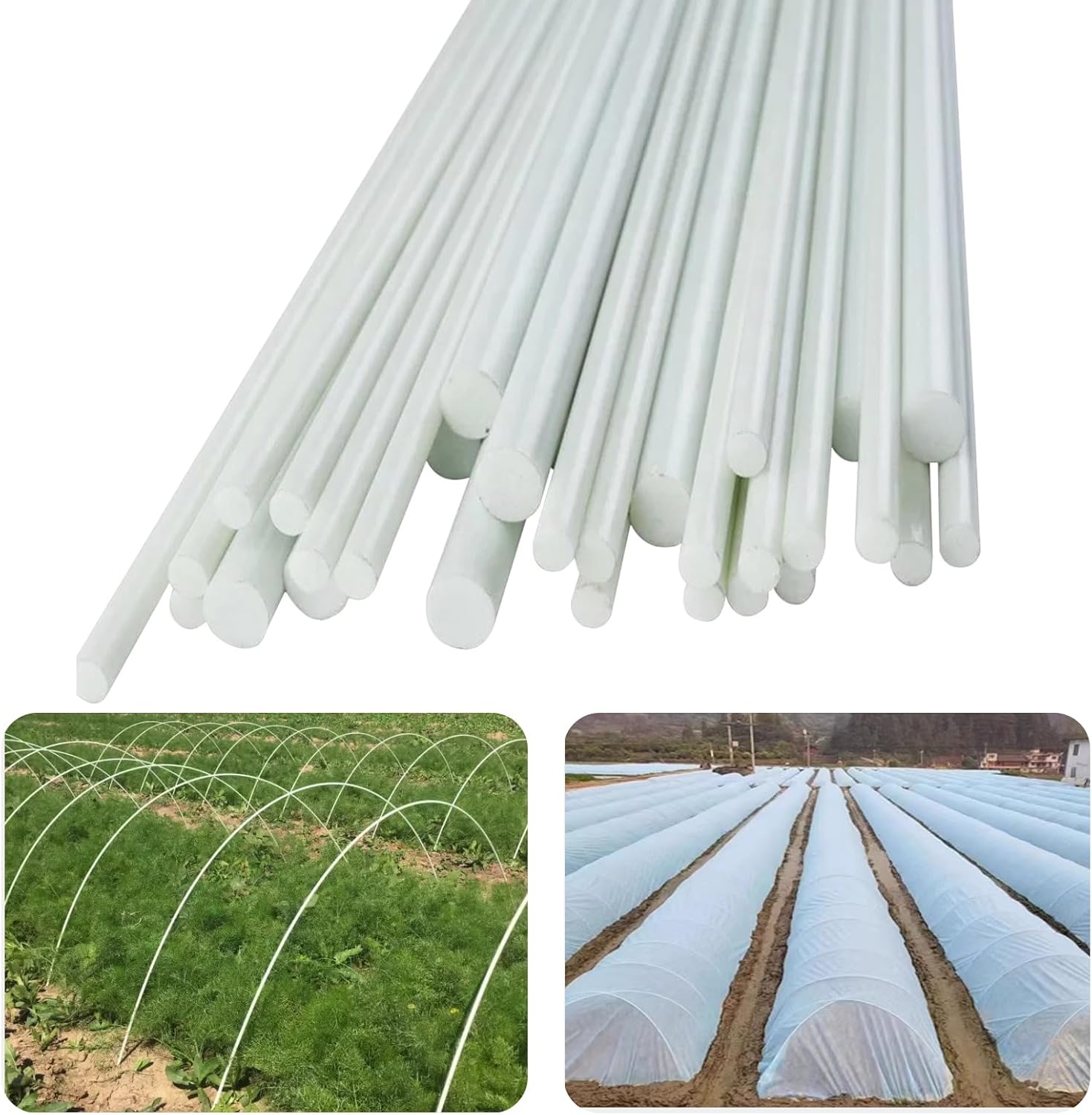 Garden Greenhouse Hoops, Set of 20 Fiberglass Garden Hoops for Raised Beds Row Cover Flexible Grow Tunnel(Size:5mmX2.4m(7.8ft))