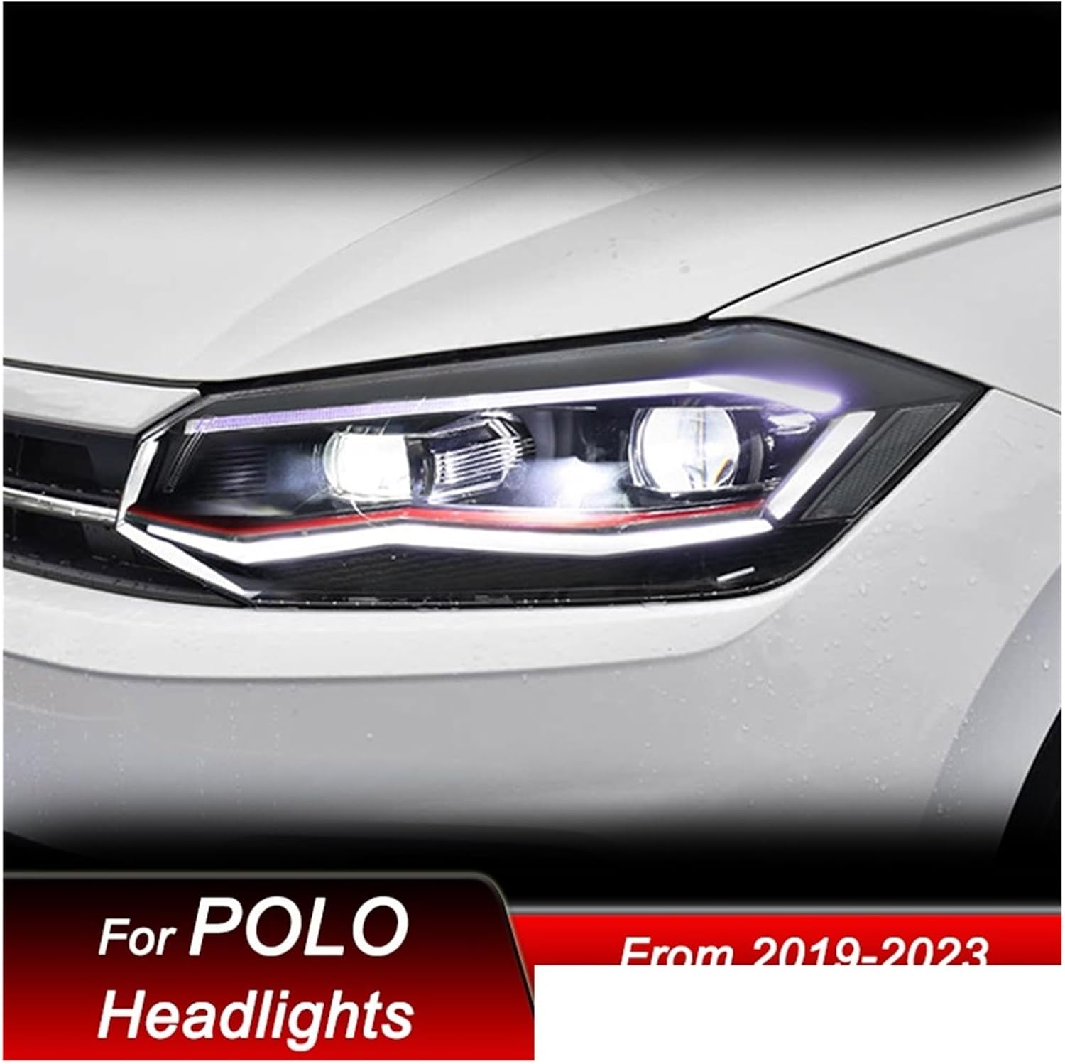 Car Headlights Compatible For VW POLO GTI 19-22 Style LED Auto Headlamp Assembly Upgrade Configure Projector Lens Accessories Kit(Silver)