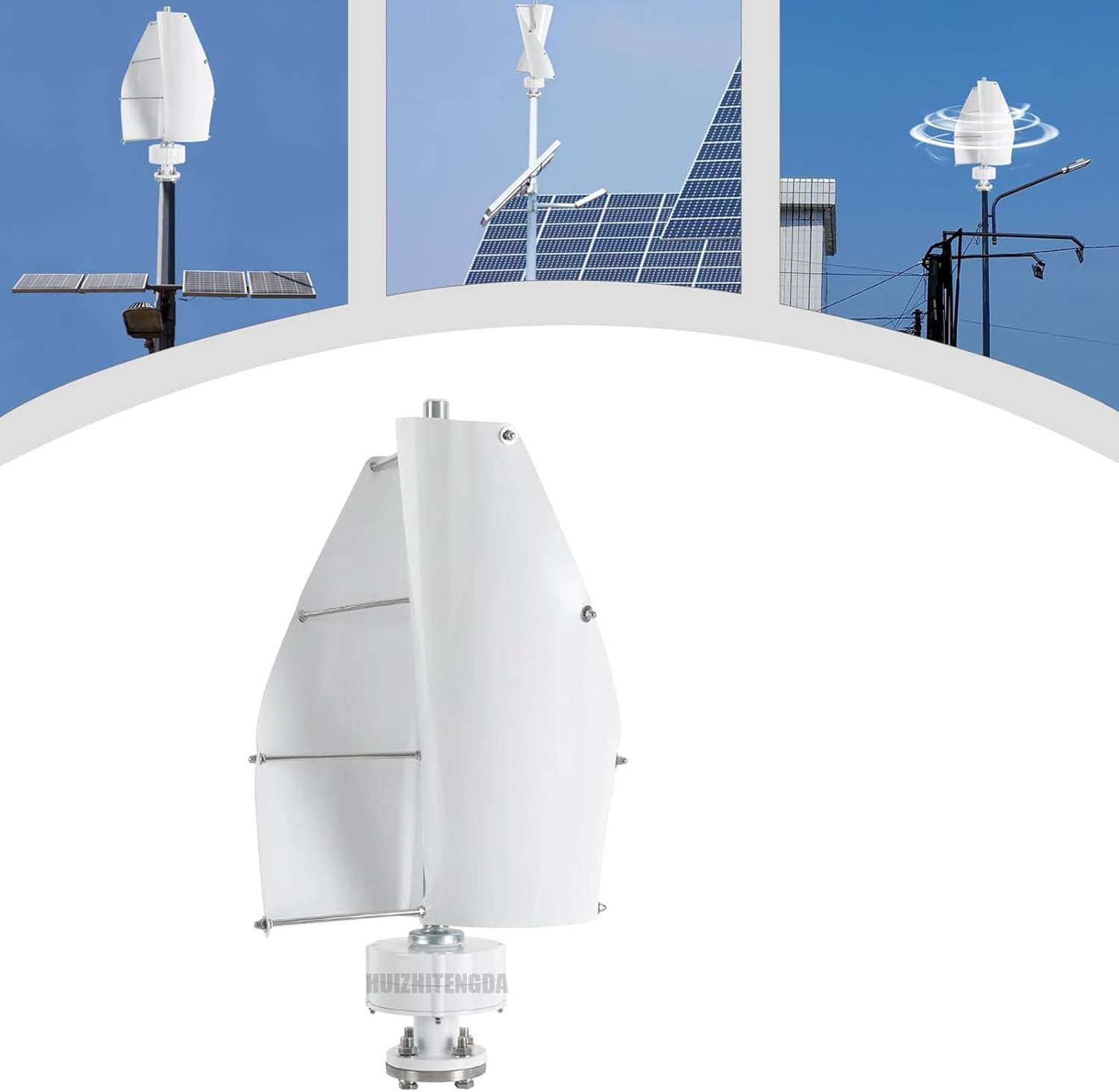 1200W Low Noise Low Speed 2 Blades Wind Turbine Power Generator,Ac 12V 24V 48V Spiral Wind Power Generator for Wind and Solar Power Generation