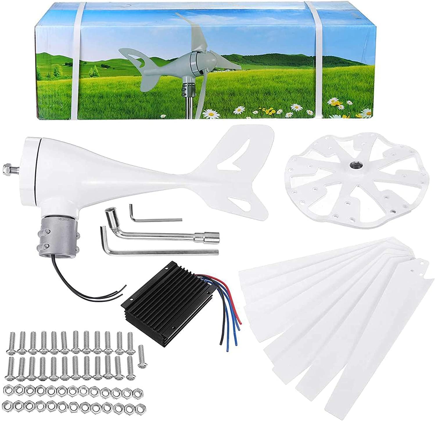 LiuSj JUnSt 9000W 8 Blade Wind Turbine Generator Home Wind Power Generator Windmill,White Wind Generator Free Controller