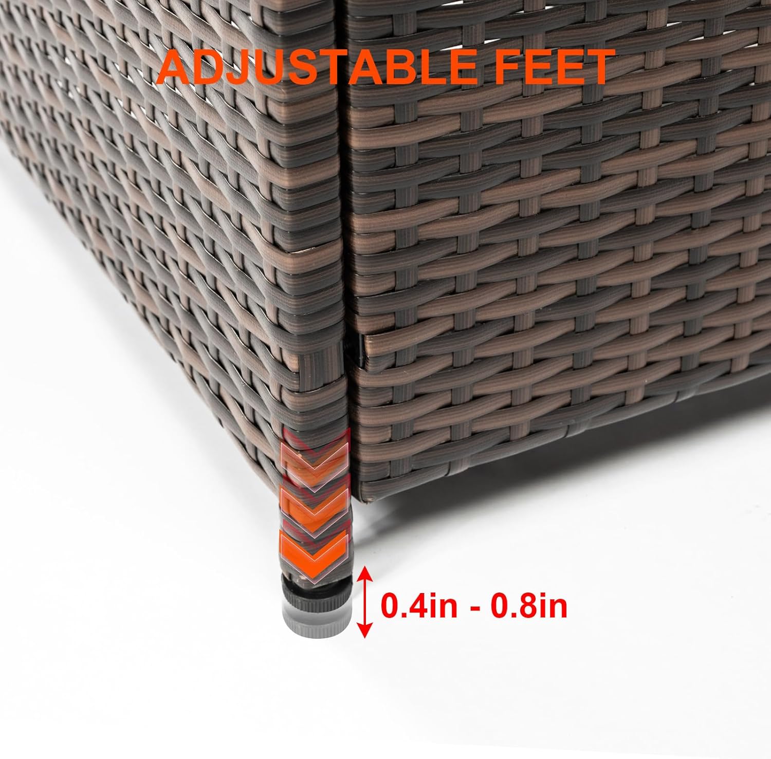 28inch Wicker Square Fire Pit Table, 40,000 BTU Outdoor Wicker Patio Propane Firepit Steel Tabletop, Brown