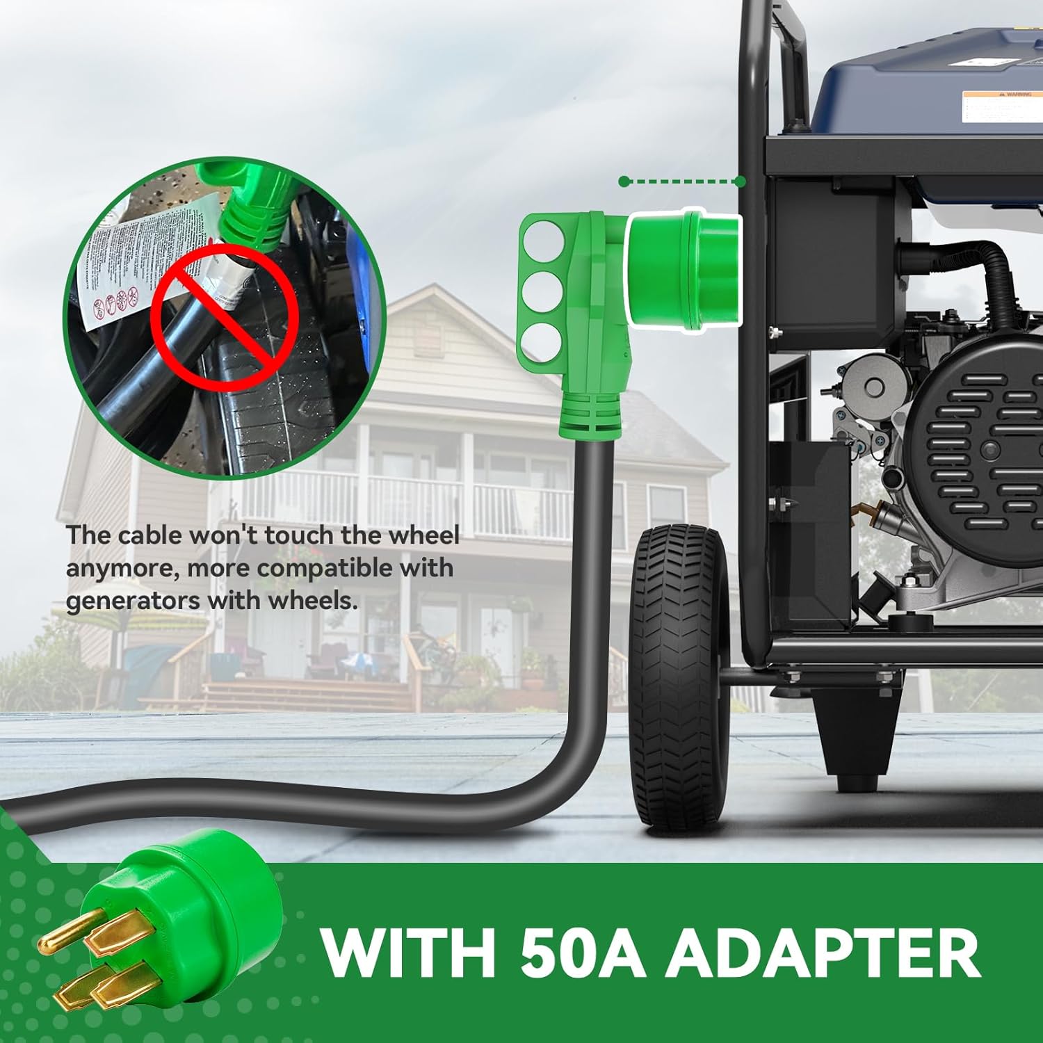 50 Amp Generator Cord 15FT and Power Inlet Box, Pre-Drilled 50 Amp Generator Inlet Box with Cord, NEMA 14-50P to SS2-50R Generator Cord Waterproof Combo Kit, ETL Listed