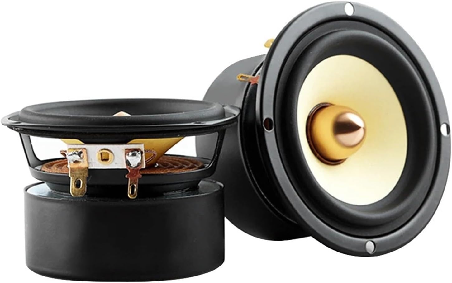 2Pcs 3 Inch 4/8 Ohm 25W Speaker Full Range Audio DIY Audio Bookshelf Speakers Round Sqaure Home Sound Theater Amplifier(4 Ohm 15W Round)