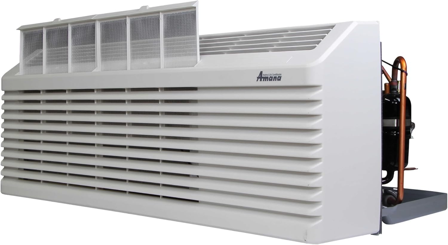 AMANA K-Series PTAC 12,000 BTU Air Conditioner Heat Pump with 3.5 kW Heater, 20 Amp plug, White - PTH123K35AXXX - A/C Unit Only