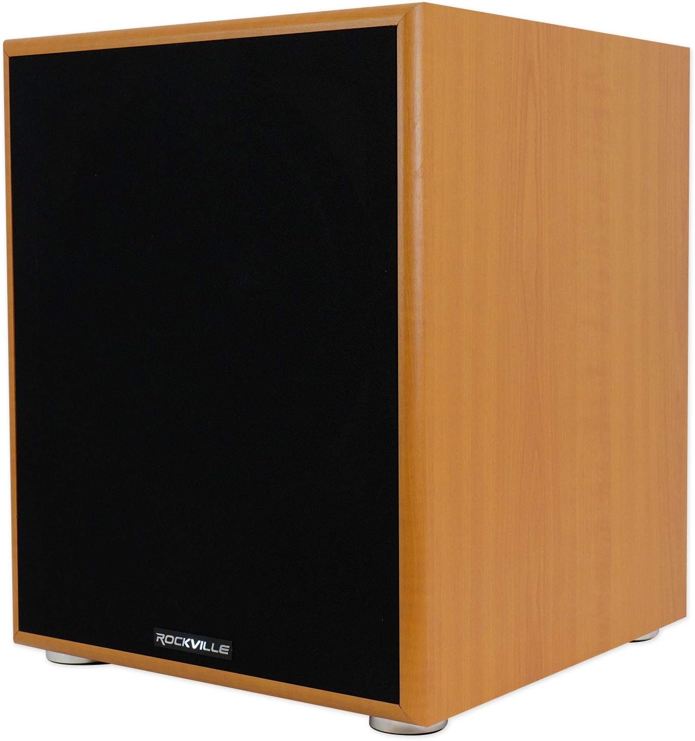 Rockville Rock Shaker 12 Wood 800W Peak/400W RMS Powered Home Theater Subwoofer 4 Ohm, Deep Bass, MDF Enclosure, RCA/High-Level Inputs, for Movies and Music