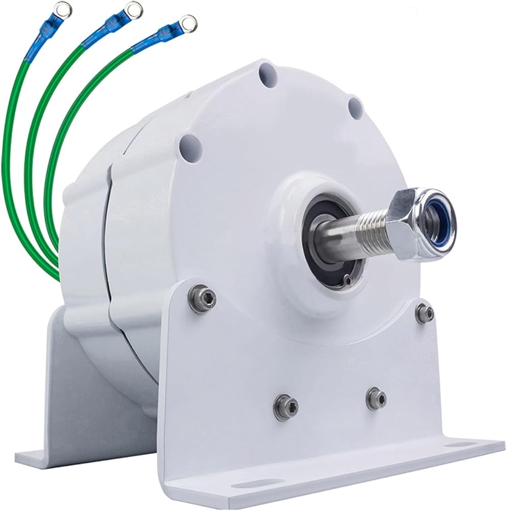 400W 400 Rpm Permanent Magnet Generator, 12V 24V 48V 3 Phase Gearless Permanent Magnet AC Alternator with Base for Water Wind Turbine Generator,24V