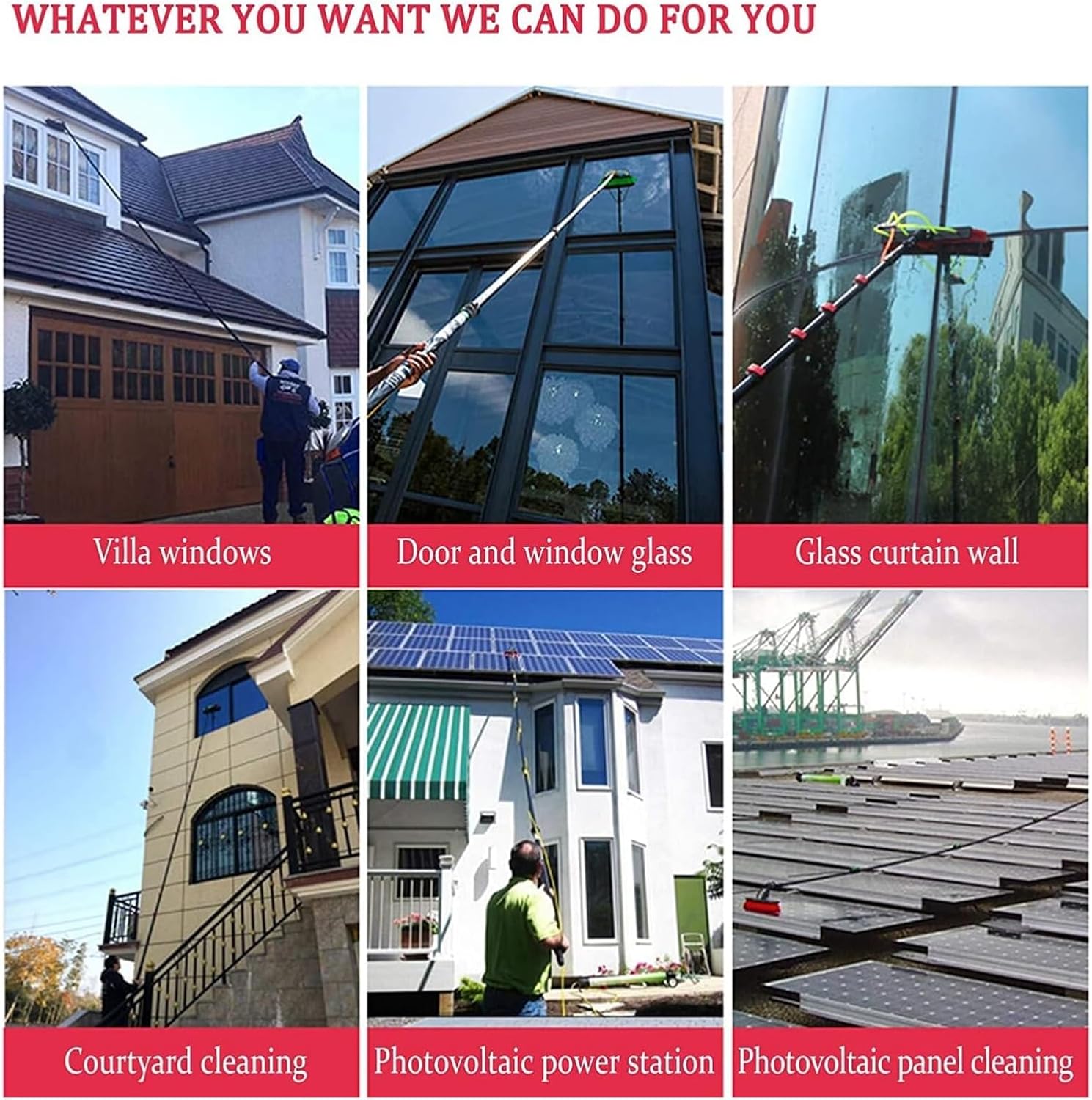 Water Fed Pole Kit Roof Solar Panel Cleaning Tools, Long Handle Window Cleaning(5.4M(18FT))