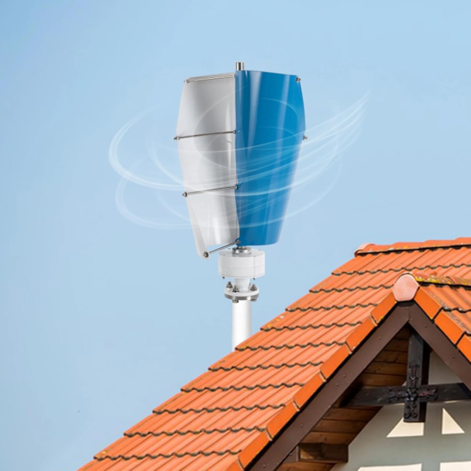 500W 12V 24V Wind Turbine Kit 2 Blades Spiral Wind Power Generator Kit W/Controller Wind Turbine Power Generation for Home,Street Lighting(Blue),48V