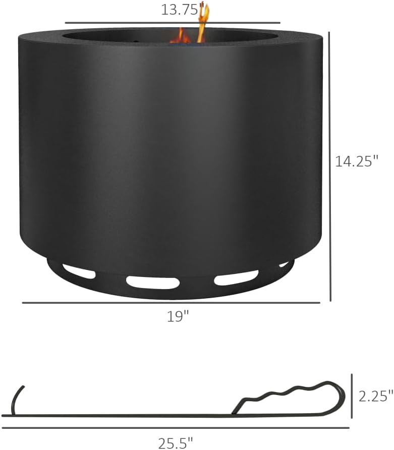 Smokeless Fire Pit for Backyard and Camping, Portable Wood Burning Firepit with Poker, Stainless Steel Outdoor Bonfire Stove for Patio