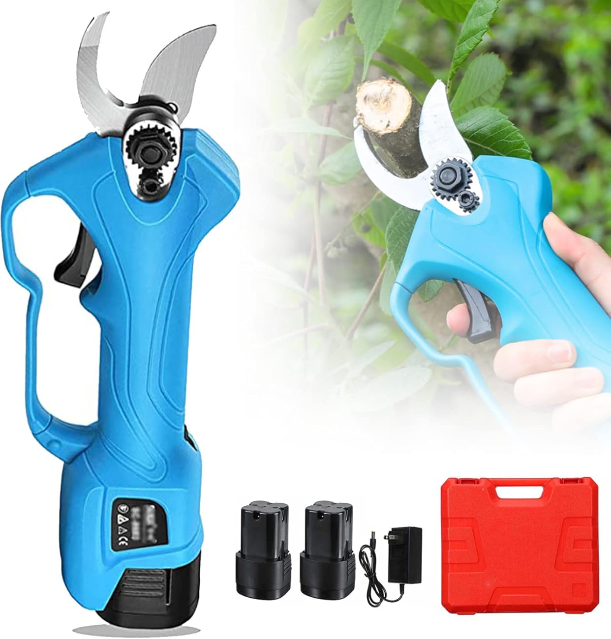 Electric Pruning Shears,Cordless Pruning Shears,Electric Pruner with 2pcs Rechargeable 16.8V Lithium Batteries,28Mm Cutting Diameter,Efficient Scissors Garden Tools,Pruner