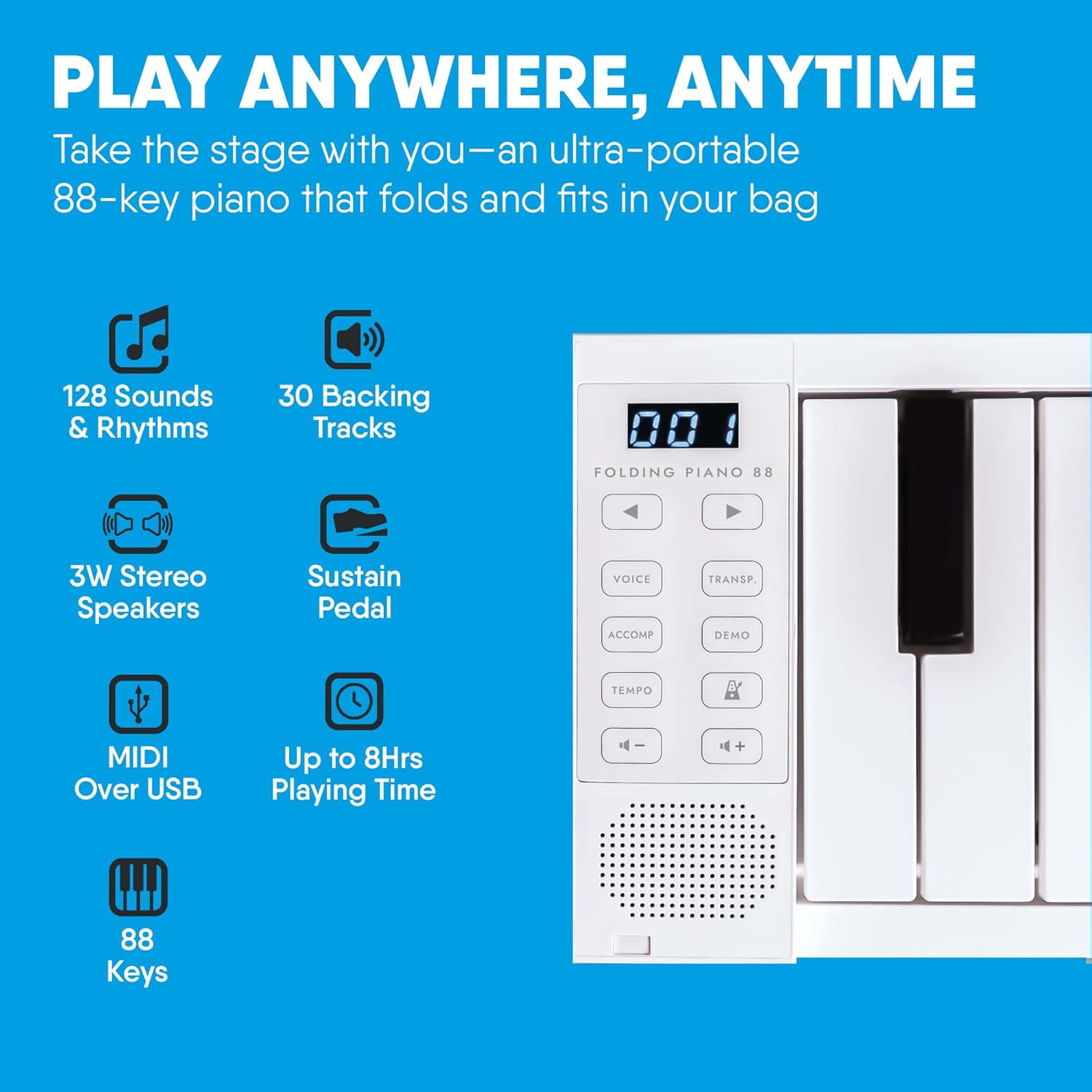 Carry-on 88 Key Folding Piano - Black