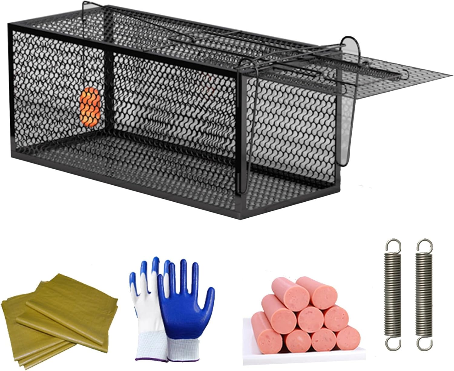 Live Animal Cage Trap Outdoor, Highly Sensitive Humane Live Feral Cat Trap Cage for Squirrel, Groundhog, Rabbits, Racoon(50 * 18 * 18cm)