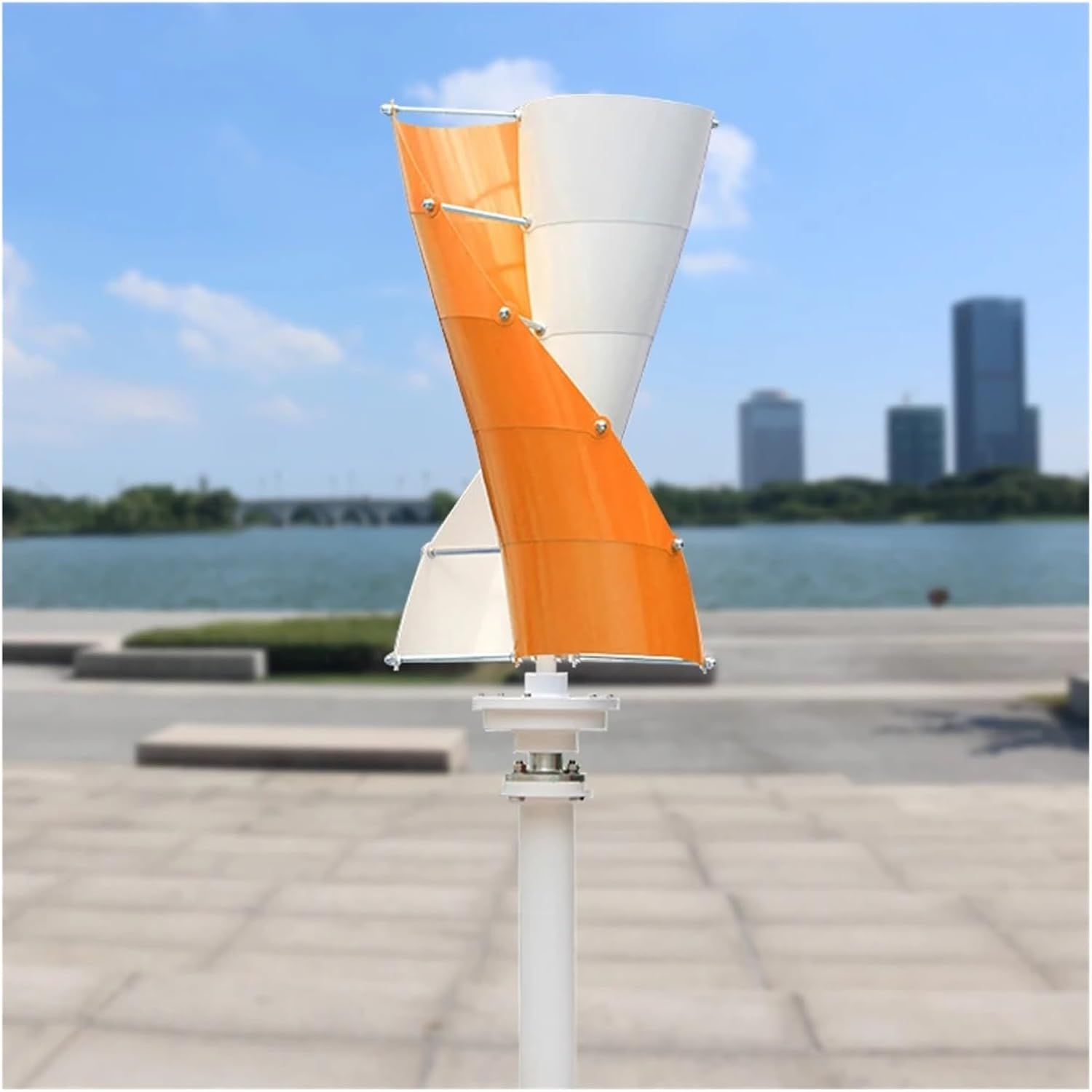 Wind Turbine Generator, 3000W Wind Vertical Turbine Generator Alternative Free Energy Windmill 24V 48V MPPT Controller Wind System for Marine, RV, Home(Orange White,ONLY TURBINE_24V)