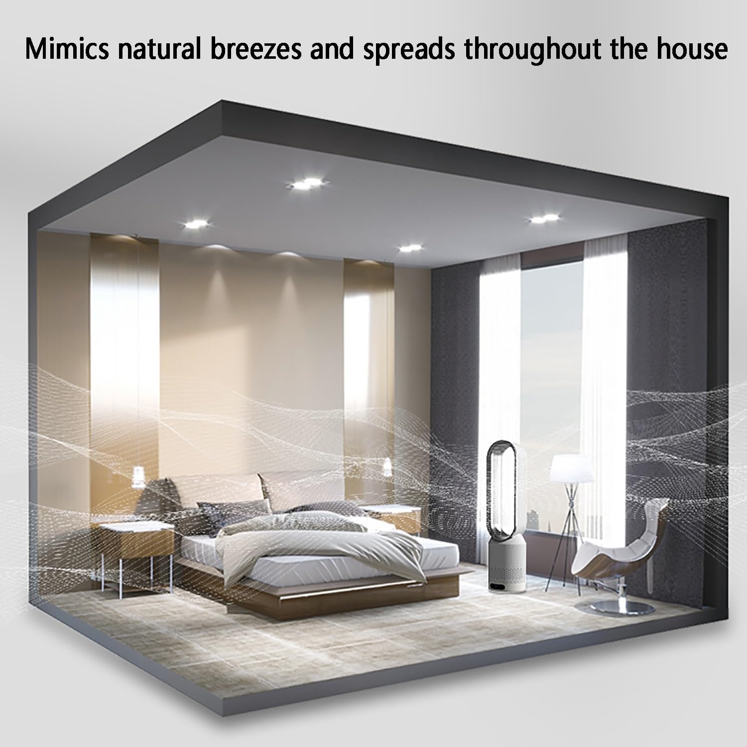 Tower Fans for Bedroom, Bladeless Fan, oscillating Pedestal Fan,Office Air Circulation Fan，with Remote Control and Timer Function, no Fan Blade, Safe to use;(Silver)