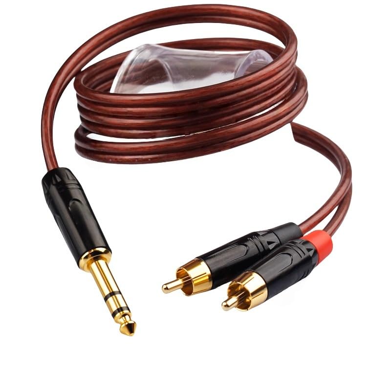 6.5mm to 2R/*CA Audio Cable 1 to 2 HiFi OFC Preamp/Electronic Piano/Decoder Connected to Effects Unit/AMP Speakers(S-6.5(L)-2RCA,1m)