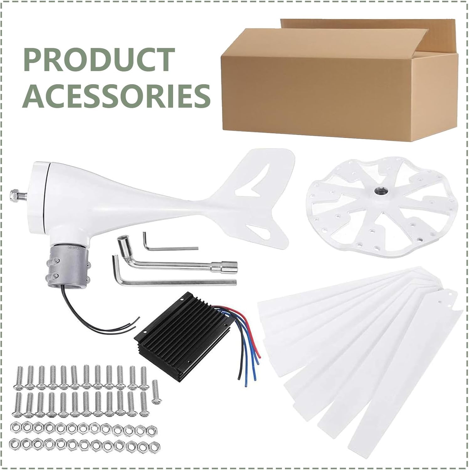 12000W Wind Turbine Generator Kit - 8-Blade Windmill for 12V, 24V, 48V Systems, Solar Wind Hybrid Controller, Ideal for Medium Household Use, Renewable Energy Solution