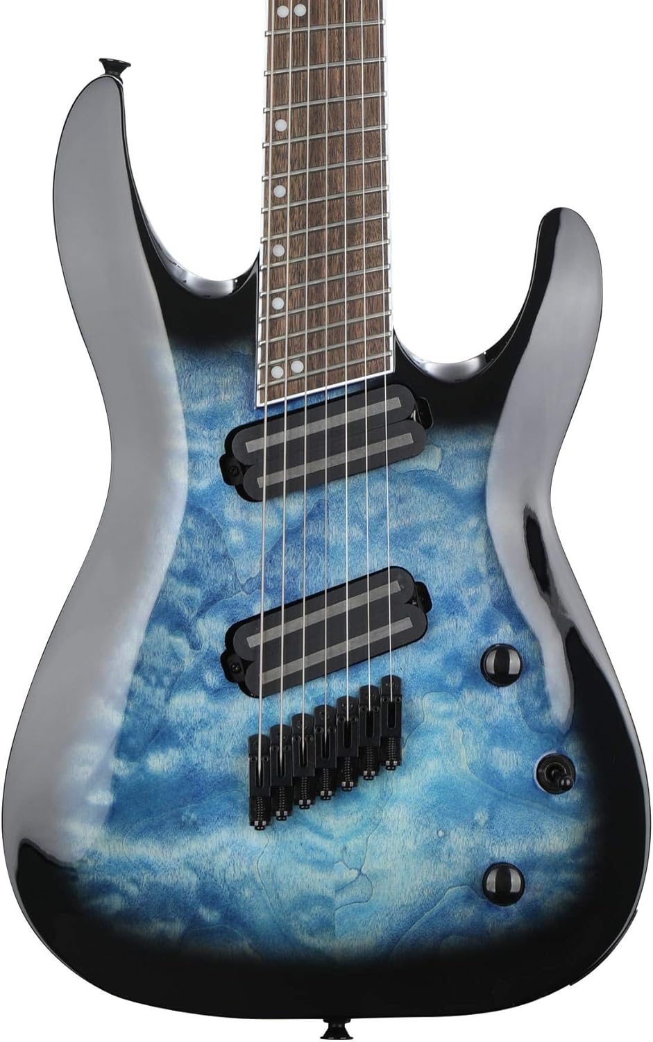 Jackson X Series Soloist Arch Top SLATX7Q MS, Laurel Fingerboard, Multi-Scale, Transparent Blue Burst Electric Guitar