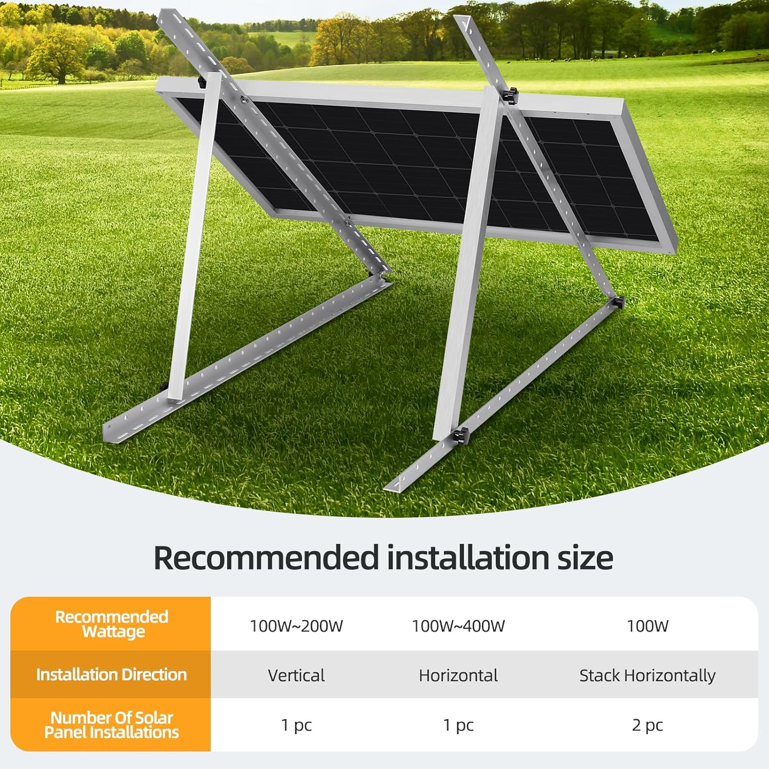FLYING LION 2 Sets 45inch Adjustable Solar Panel Tilt Mount Brackets with Foldable Tilt Legs, Ieal for 2-4pcs 180 200 300 400 Watt Solar Panel for Roof, RV, Boat, and Off-Grid