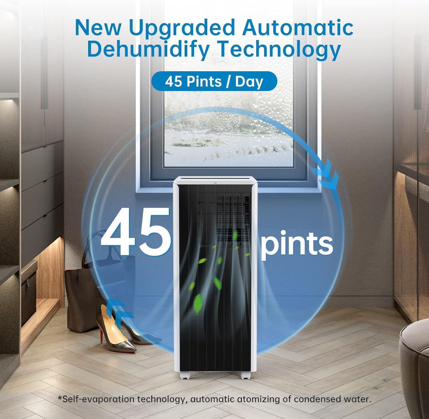 8,000 BTU Portable Air Conditioner, 3-In-1 AC Unit with Cooling, Fan, and Dehumidifier Modes, Remote Control and Window Installation Kit Included, Cools Rooms up to 350 Sq. Ft, Black