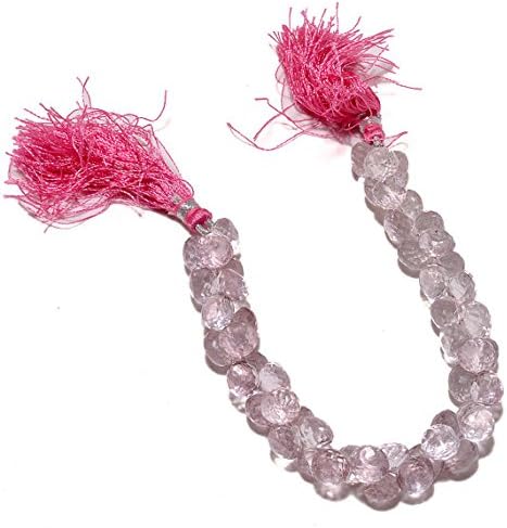 13 inch natural beads strand of 8.5mm faceted onion rose quartz gemstone briolletes beads for DIY jewelry - necklace, bracelet, earring, ring.