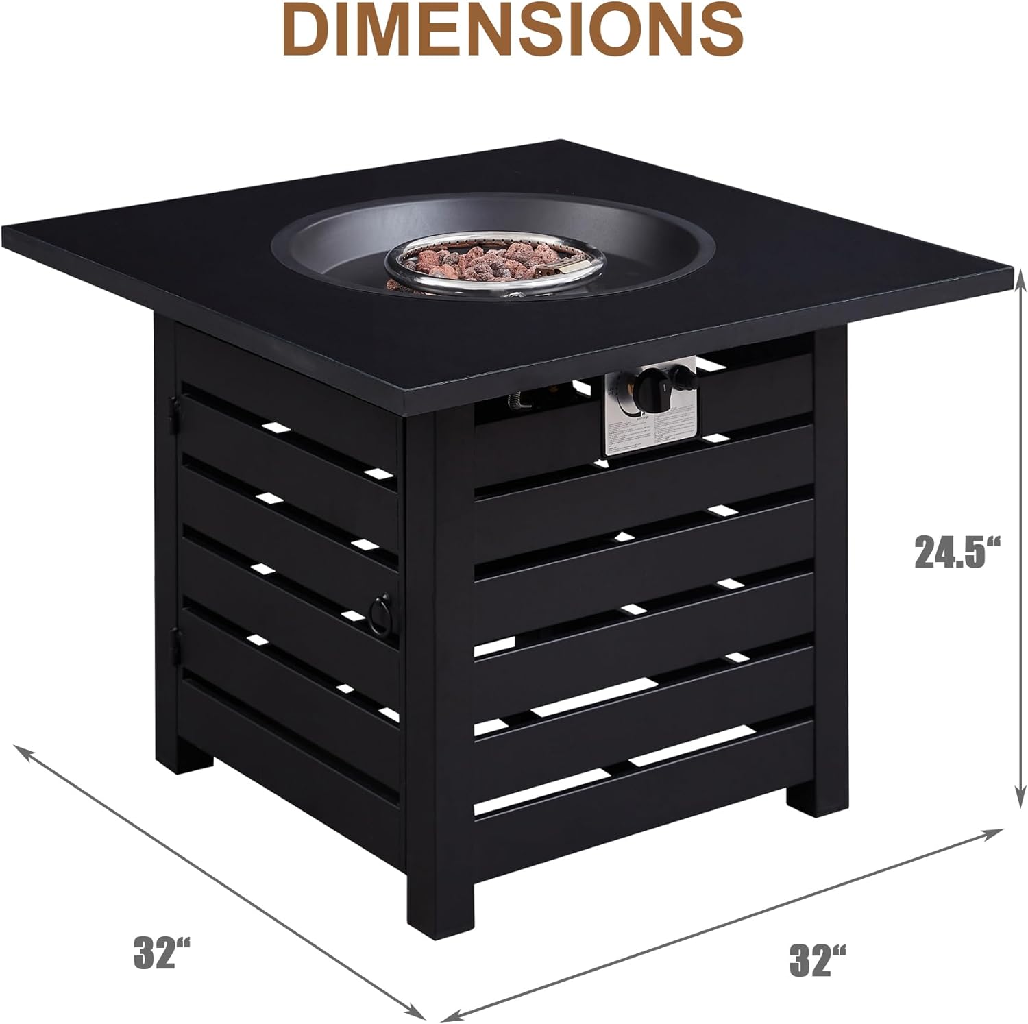 MONDAWE 32 Inch Fire Pit Table, 50,000 BTU Auto-Ignition Propane Fire Pit Table, Outdoor Gas FirePit with Waterproof Cover, CSA Certified Fire Table for Outside Paito/Garden/Backyard, Black