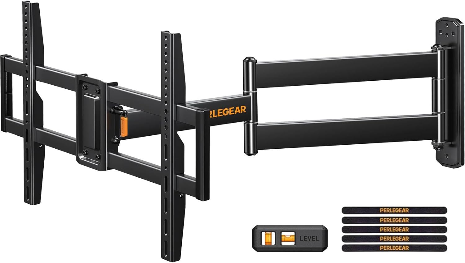 Perlegear Corner TV Wall Mount Long Arm TV Mount Bracket for 32-75 Inch TVs-Full Motion Wall Mount with 32.37” Extension & Swivel Articulating Arm & Tilt, MAX VESA 600x400mm, Holds up to 100 lbs